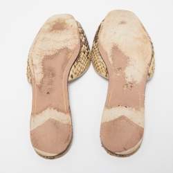 Pre Owned Prada Yellow/Brown Python Flat Slides Size 38.5