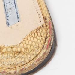 Pre Owned Prada Yellow/Brown Python Flat Slides Size 38.5