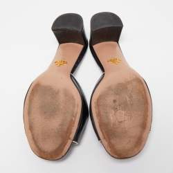 Prada Black Saffiano Vernice Leather Slide Sandals Size 39