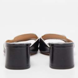 Prada Black Saffiano Vernice Leather Slide Sandals Size 39