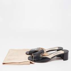 Prada Black Saffiano Vernice Leather Slide Sandals Size 39
