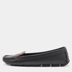 Prada Black Leather Slip On Loafers Size 38