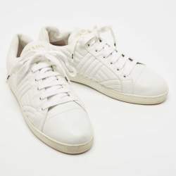 Prada White Quilted Leather Low Top Sneakers Size 41.5 