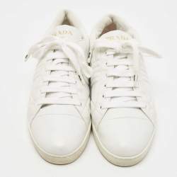 Prada White Quilted Leather Low Top Sneakers Size 41.5 
