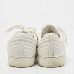 Prada White Quilted Leather Low Top Sneakers Size 41.5 