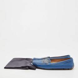 Prada Blue Leather Studded Slip On Loafers Size 36