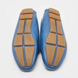 Prada Blue Leather Studded Slip On Loafers Size 36