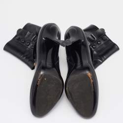 Pre Owned Prada Black Leather Ankle Boots Size 39