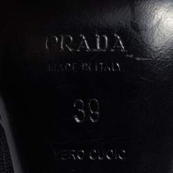 Pre Owned Prada Black Leather Ankle Boots Size 39