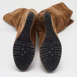Pre Owned Prada Brown Suede  Knee Length Boots Size 39.5