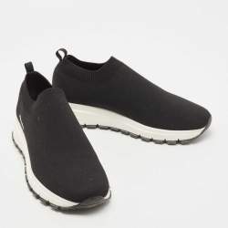 Pre Owned Prada Black Knit Slip On Sneakers  Size 36.5