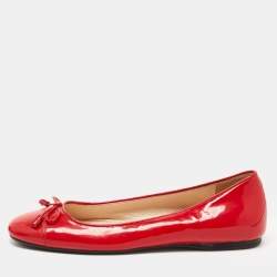 Prada Red Patent Leather Bow Ballet Flats Size 38