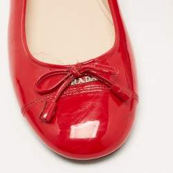 Prada Red Patent Leather Bow Ballet Flats Size 38