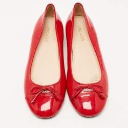 Prada Red Patent Leather Bow Ballet Flats Size 38