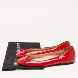 Prada Red Patent Leather Bow Ballet Flats Size 38