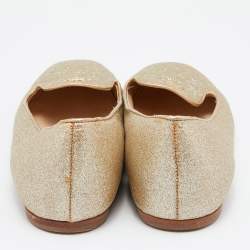 Pre Owned Prada Gold Glitter and Leather Smoking Slippers Size 40