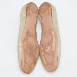 Pre Owned Prada Gold Glitter and Leather Smoking Slippers Size 40