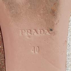 Pre Owned Prada Gold Glitter and Leather Smoking Slippers Size 40