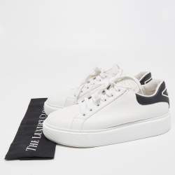 Prada White Leather Macro Low Top Sneakers Size 41