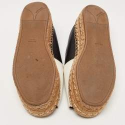 Prada White /Black Leather Peep Toe Espadrille Flats Size 38