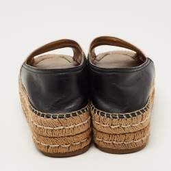 Prada White /Black Leather Peep Toe Espadrille Flats Size 38