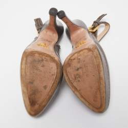 Prada Grey Leather Slingback Pumps Size 36