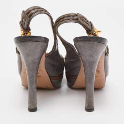 Prada Grey Leather Slingback Pumps Size 36