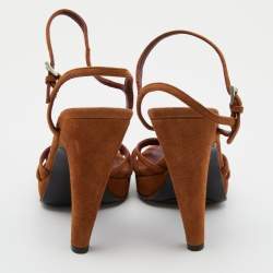 Prada Brown Suede Strappy Platform Sandals Size 38