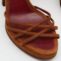 Prada Brown Suede Strappy Platform Sandals Size 38