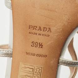 مملوكة مسبقًا Prada Silver/Gold Leather Strappy Sandals Size 39.5