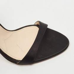 مملوكة مسبقًا Prada Black Satin Ankle Strap Sandals Size 38