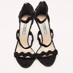 Prada Black Suede Ankle Strap Sandals Size 38