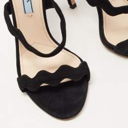 Prada Black Suede Ankle Strap Sandals Size 38