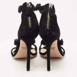 Prada Black Suede Ankle Strap Sandals Size 38