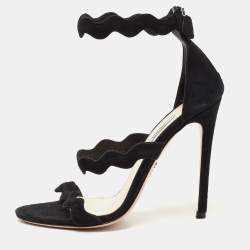 Prada Black Suede Ankle Strap Sandals Size 38