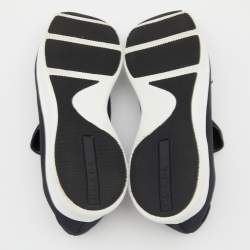 Pre Owned Prada Black Neoprene Crystal Embellished Slip On Sneakers Size 38.5