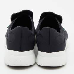 Pre Owned Prada Black Neoprene Crystal Embellished Slip On Sneakers Size 38.5