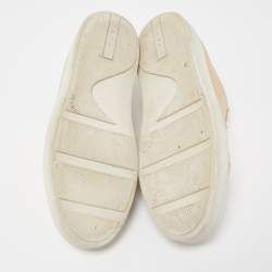 Pre Owned Prada Gold/White Leather and Rubber Low Top Sneakers Size 38