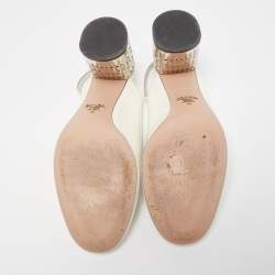 مملوكة مسبقًا Prada White Patent Leather Slingback Pumps Size 39