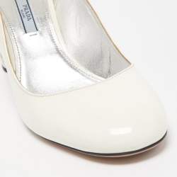 مملوكة مسبقًا Prada White Patent Leather Slingback Pumps Size 39