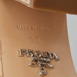 Prada Silver/Gold Leather Platform Block Heel Ankle Strap Sandals Size 38