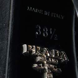 Pre Owned Prada Black Pleated Suede Peep Toe Platform Slingback Pumps Size 38.5