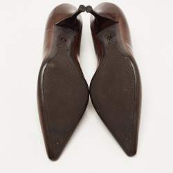 Pre Owned Prada Brown Leather Pointed Toe Pumps Size 37