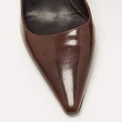 Pre Owned Prada Brown Leather Pointed Toe Pumps Size 37