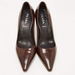 Pre Owned Prada Brown Leather Pointed Toe Pumps Size 37