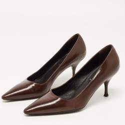 Pre Owned Prada Brown Leather Pointed Toe Pumps Size 37