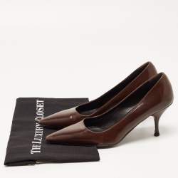 Pre Owned Prada Brown Leather Pointed Toe Pumps Size 37