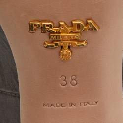 Pre Owned Prada Grey Leather Peep Toe Platform Pumps Size 38