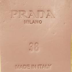 Prada Beige Patent Leather Crystal Embellished Flat Slides Size 38
