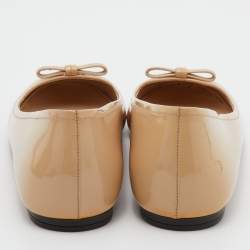 Prada Beige Patent Leather Bow Ballet Flats Size 38.5